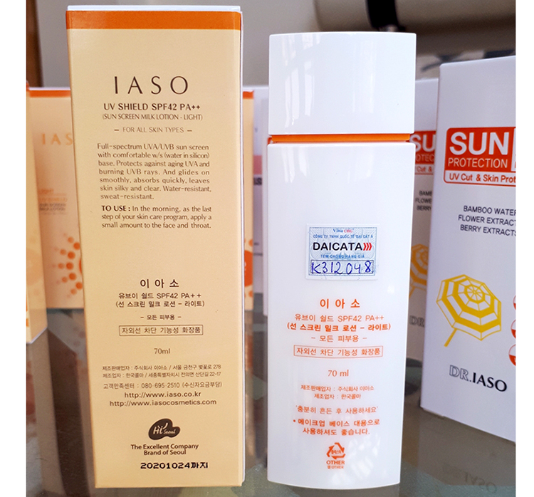 Sữa dưỡng da chống nắng IASO UV Shield Sun Screen Milk Lotion SPF42 PA++ 70ML 3
