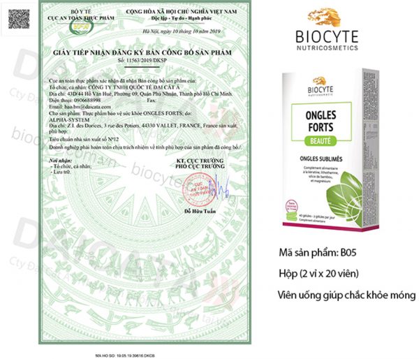 Viên uống giúp chắc khỏe móng Biocyte Ongles Forts 7