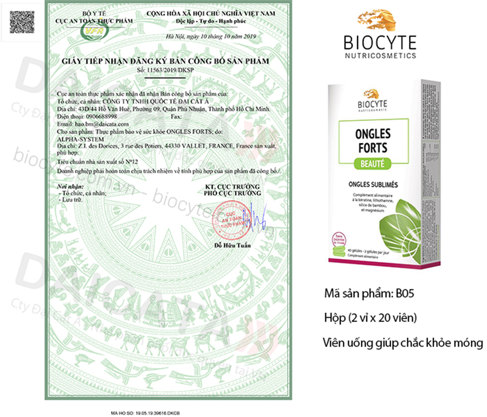 Viên uống giúp chắc khỏe móng Biocyte Ongles Forts 9