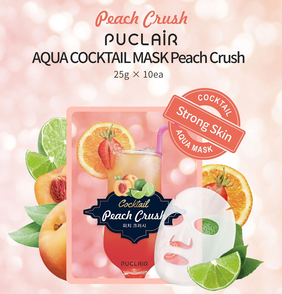 Mặt nạ dưỡng da tinh chất đào PUCLAIR Aqua Cocktail Peach Crush 10 gói 2