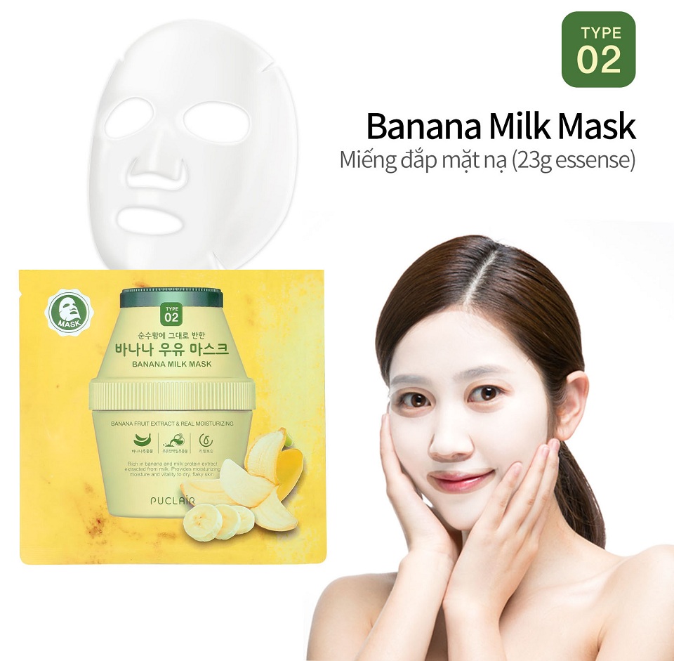 Mặt nạ sữa chuối PUCLAIR Banana Milk Mask 10 gói 2
