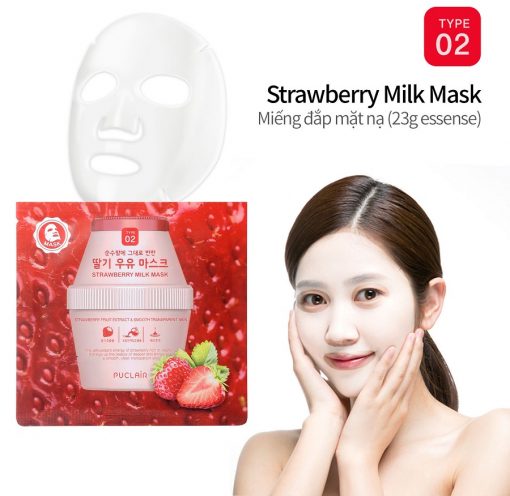 Mặt nạ sửa dâu PUCLAIR Strawberry Milk Mask 10 gói 1