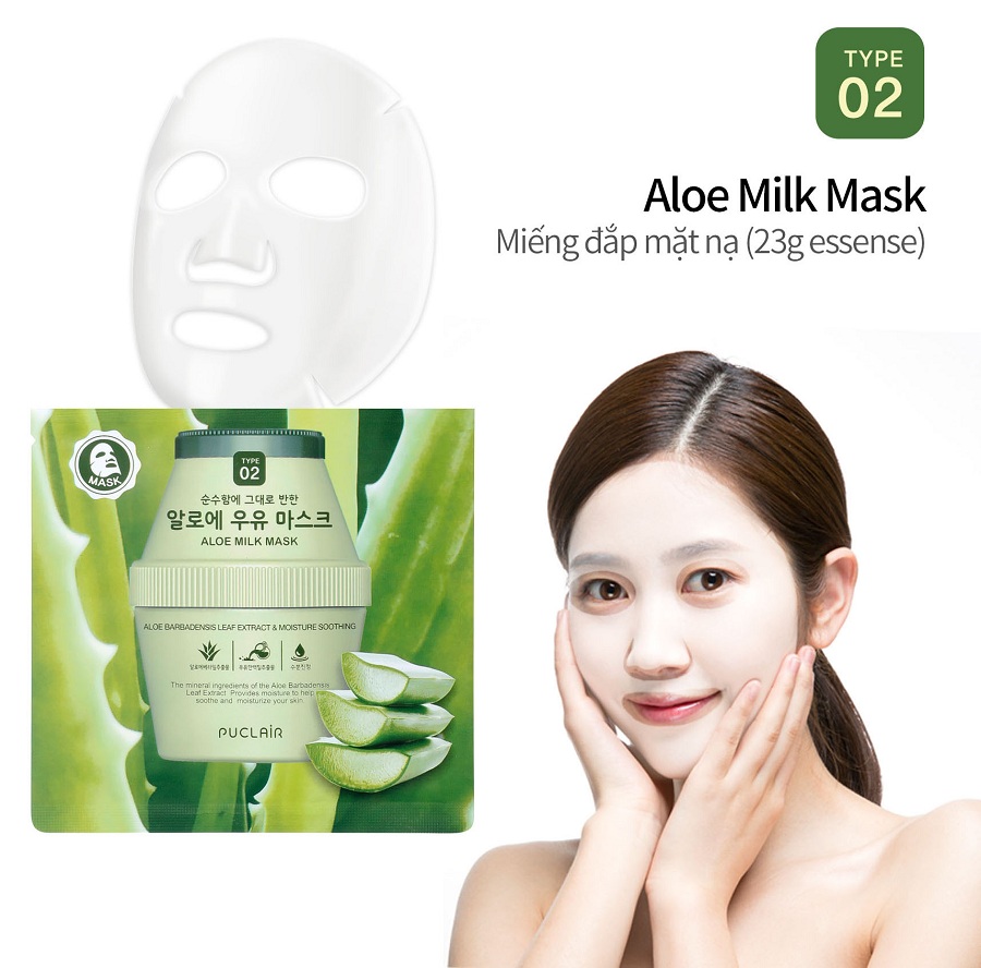 Mặt nạ sữa nha đam PUCLAIR Aloe Milk Mask 10 gói 2